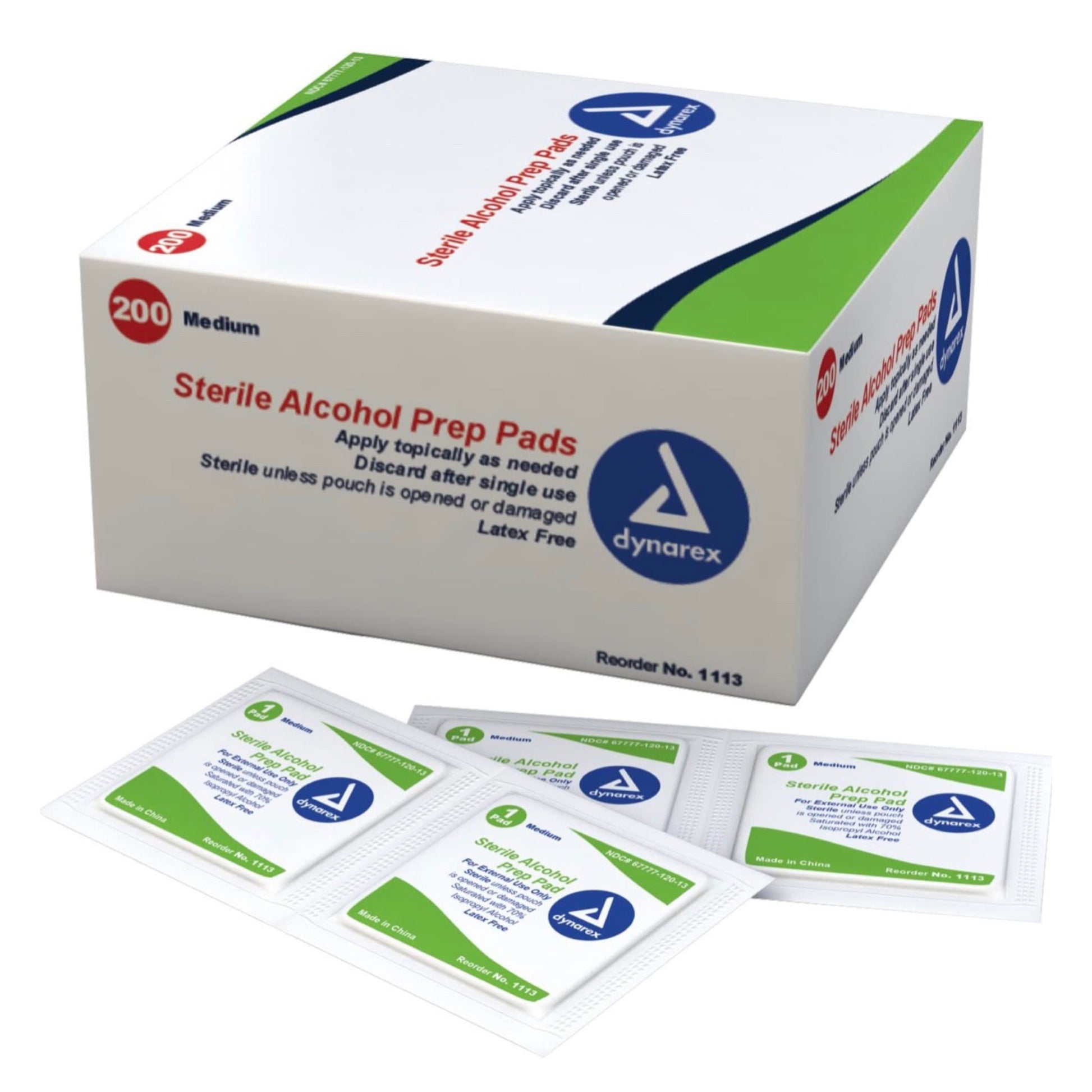 Dynarex Alcohol Prep Pad Sterile, Medium, 200 count