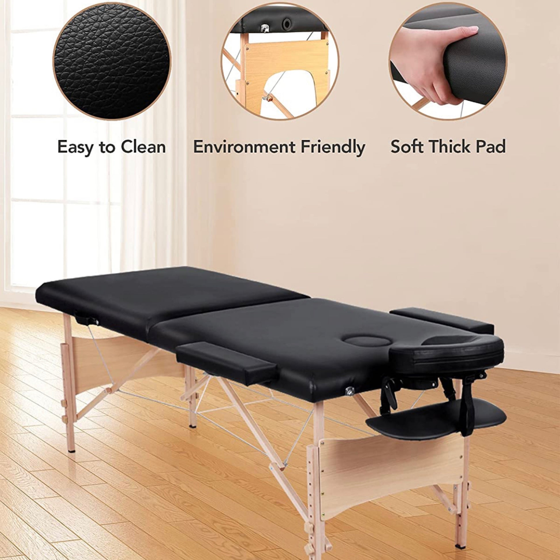Portable Folding Massage Table with Carrying Case - Black